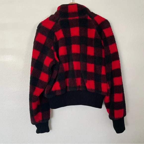 Mother denim the funnel neck bomber jacket buffalo plaid M - Picture 8 of 16